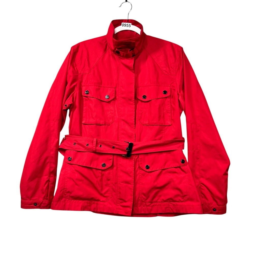 Lauren Active Ralph Lauren Jacket Women's‎ L Red Utility Belted Pockets Full Zip